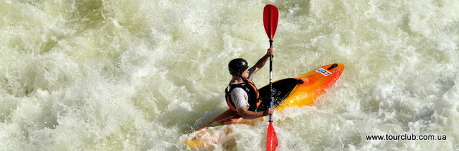 Rafting in a kayak