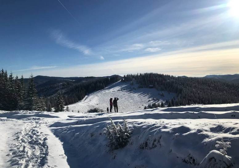 Snow-covered hills in the mountains
