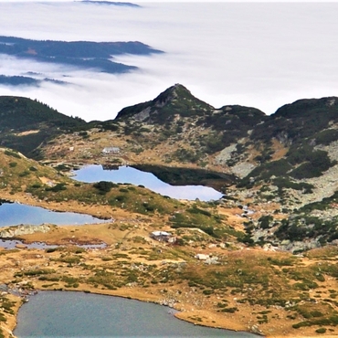 Trekking on mountain chain Rila in Bulgaria